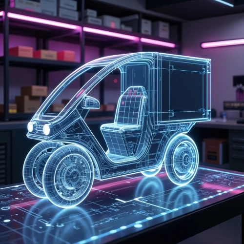 Digitales Modell eines E-Lastenfahrzeugs